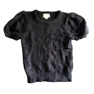 The Reeds Puff Short Sleeves‎ Crew Neck Pullover Sweater Women's Size XS Black